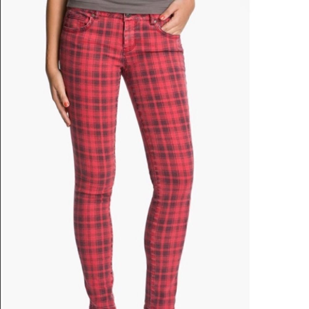 Love Fire Plaid Red Jeans Size 0